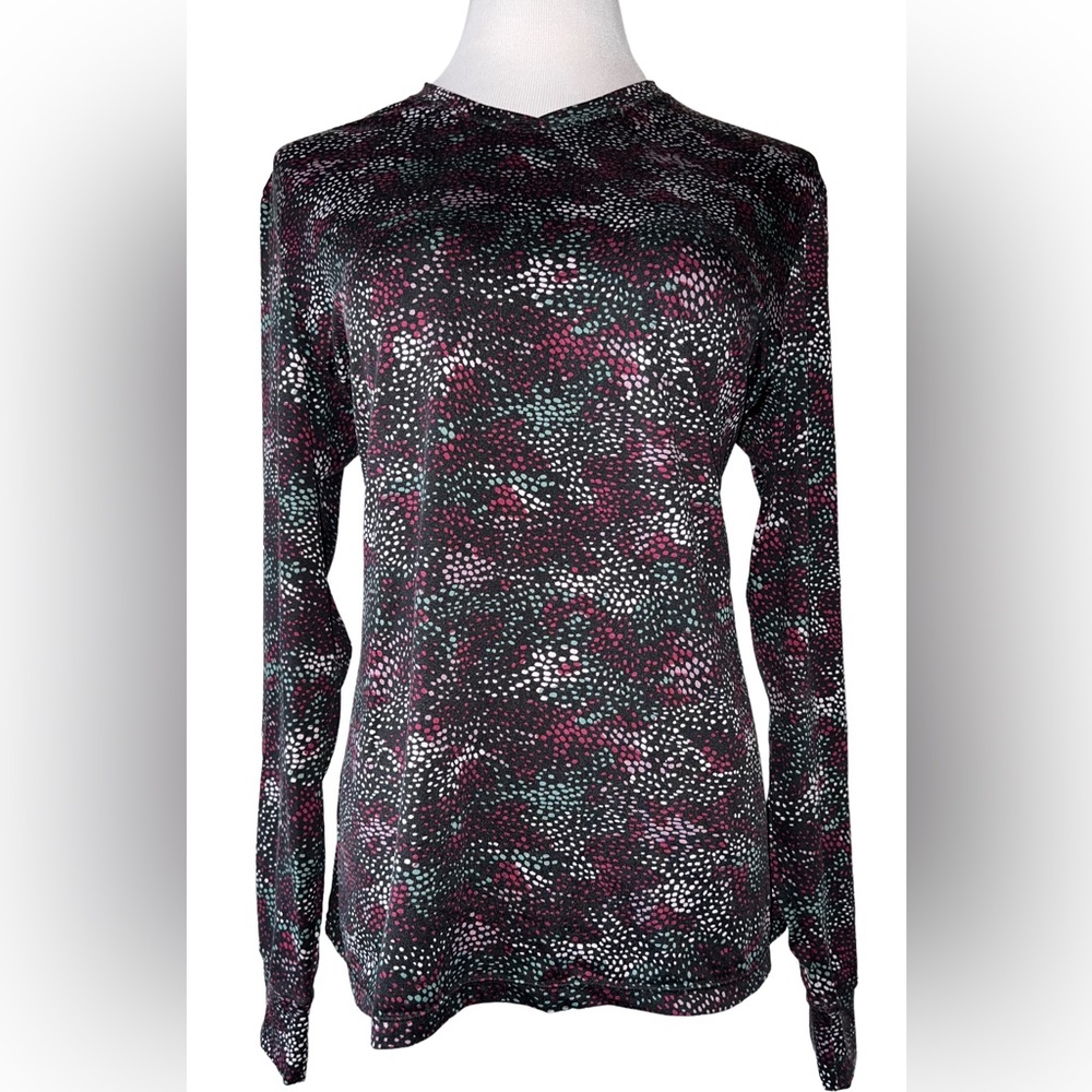 Cuddl Duds Chill Chasers Stretch Microfiber Long Sleeve V-Neck Top CD8585 Multi